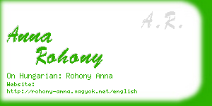 anna rohony business card